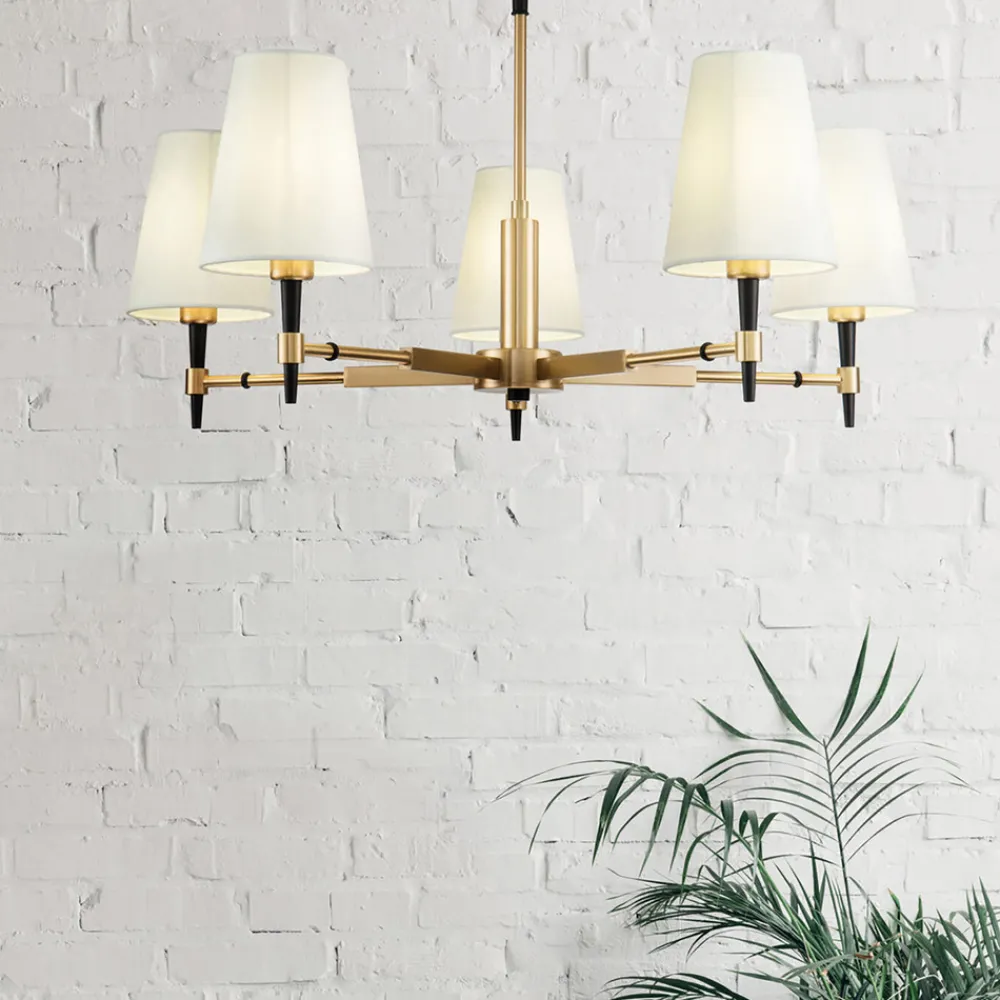 Maytoni Zaragoza lysekrone 5 lyskilder tekstilskj