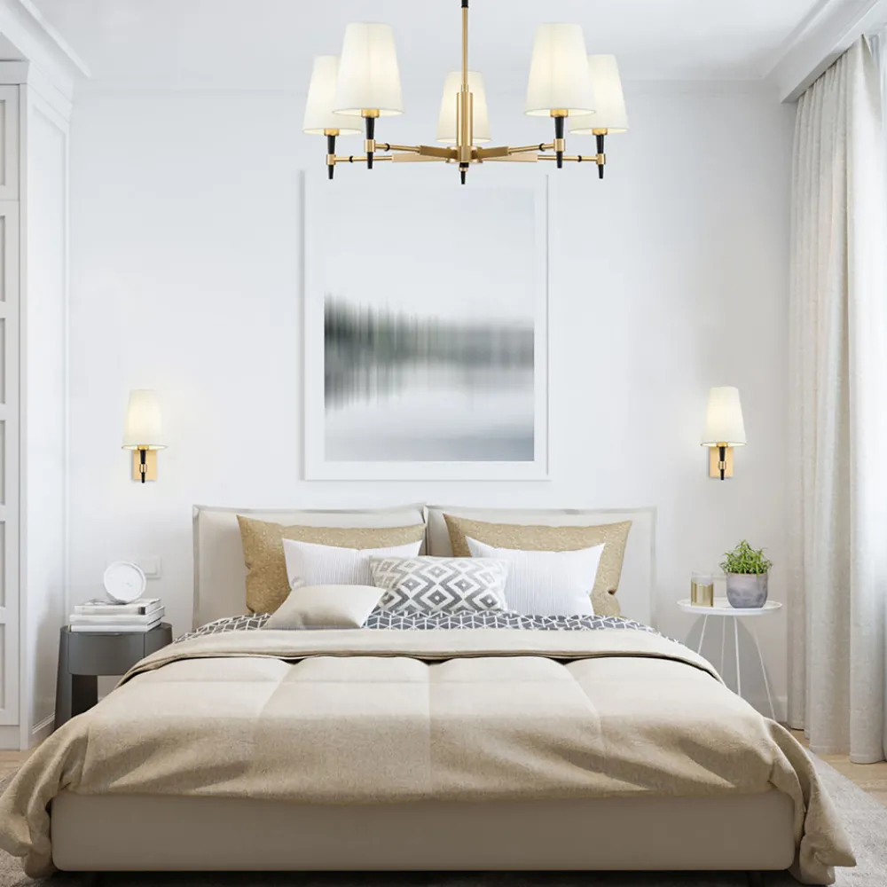 Maytoni Zaragoza lysekrone 5 lyskilder tekstilskj