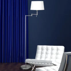 Steinhauer MEANDER gulvlampe i sølv med stoffskjerm Discount