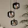 Lucide Medine pendellampe, røykgrå, Ø 46 cm, glass, 3 lyskilder| Pendellamper
