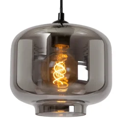 Lucide Medine pendellampe, røykgrå, Ø 46 cm, glass, 3 lyskilder| Pendellamper