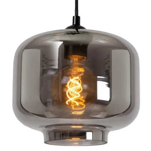 Lucide Medine pendellampe, røykgrå, Ø 46 cm, glass, 3 lyskilder| Pendellamper