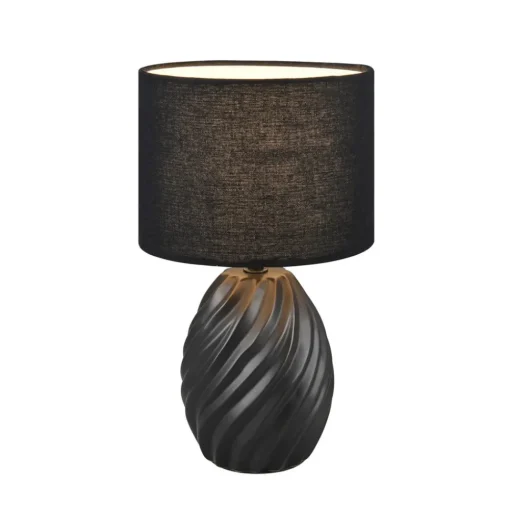 Reality Leuchten Melva bordlampe, matt svart, Ø 18 cm, keramikk, E14| Bordlamper