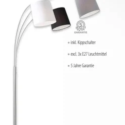 JUST LIGHT. GmbH Melvin gulvlampe, 3 lyskilder, svart/grå/hvit| Gulvlamper