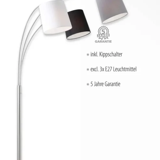 JUST LIGHT. GmbH Melvin gulvlampe, 3 lyskilder, svart/grå/hvit| Gulvlamper