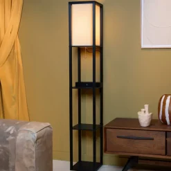 Lucide Menno gulvlampe, svart, 162,7 cm, trådløs lader| Gulvlamper