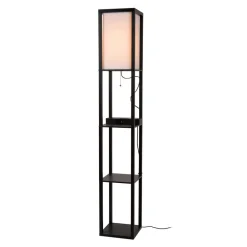 Lucide Menno gulvlampe, svart, 162,7 cm, trådløs lader| Gulvlamper