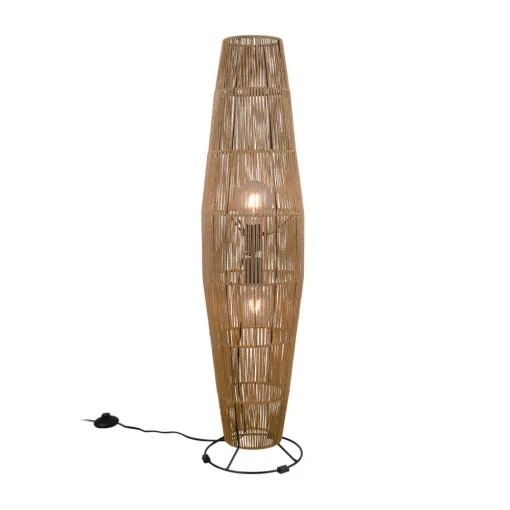 Reality Leuchten Miki gulvlampe, brun, høyde 103 cm, papir