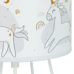 Duolla Mila bordlampe, stoff, enhjørninger, E14, høyde 32,5 cm| Bordlamper