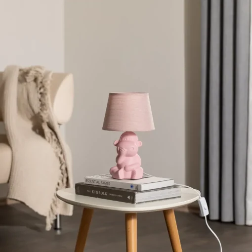 ONLI Monkey bordlampe, rosa, keramikk, 28 cm høy, E14| Bordlamper