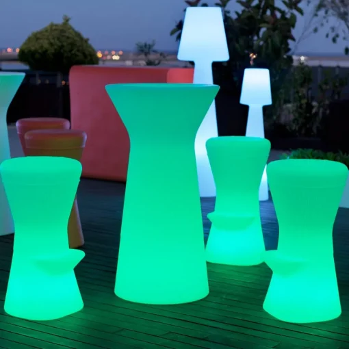 Newgarden Capri LED batteridrevet barbord, RGBW, 110 cm høyt, hvit| Møbel Og Interiør|Terrassebelysning