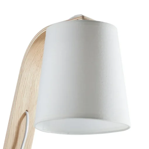 Lucide Nordisk hvit bordlampe i tre med stoffskjerm Best