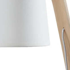 Lucide Nordisk hvit bordlampe i tre med stoffskjerm Best