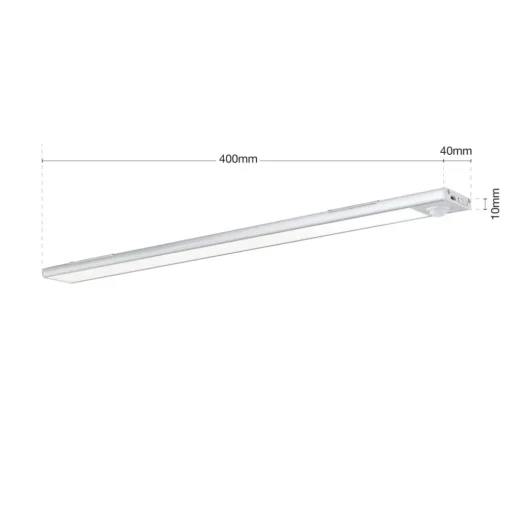 ORION Norman LED-benkbelysning, sølvfarget, oppladbart batteri, sensor, USB Outlet