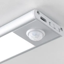 ORION Norman LED-benkbelysning, sølvfarget, oppladbart batteri, sensor, USB Outlet