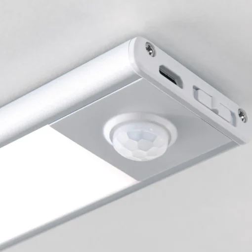 ORION Norman LED-benkbelysning, sølvfarget, oppladbart batteri, sensor, USB Outlet
