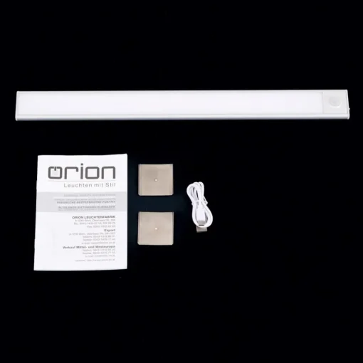 ORION Norman LED-benkbelysning, sølvfarget, oppladbart batteri, sensor, USB Outlet