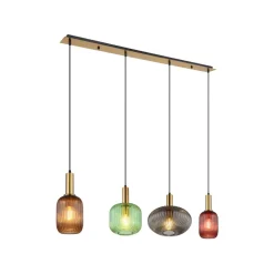Globo Normy pendellampe, lengde 115 cm, farget, glass, 4 lyskilder.| Pendellamper