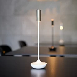 Sigor Nucandle LED oppladbar bordlampe, hvit/sølv, IP54, dimbar Discount