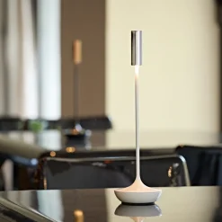 Sigor Nucandle LED oppladbar bordlampe, hvit/sølv, IP54, dimbar Discount