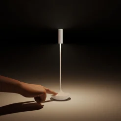 Sigor Nucandle LED oppladbar bordlampe, hvit/sølv, IP54, dimbar Discount