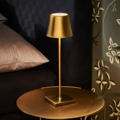 Sigor Nuindie LED oppladbar bordlampe, USB-C, gull, IP54, dimbar| Dekorasjonsbelysning|Terrassebelysning