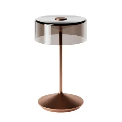 Sigor Numotion LED oppladbar bordlampe, bronse, glass, IP54, dimbar| Terrassebelysning