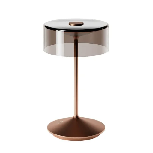 Sigor Numotion LED oppladbar bordlampe, bronse, glass, IP54, dimbar| Terrassebelysning