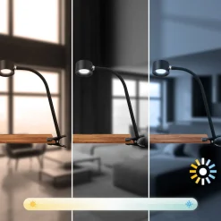 Briloner Oppladbar klemmelampe Tari, svart, CCT, berøringsdimmer, USB Clearance