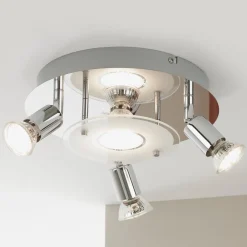 Briloner Orna LED-taklampe, rondel, fire lamper, krom| Spotter I Tak