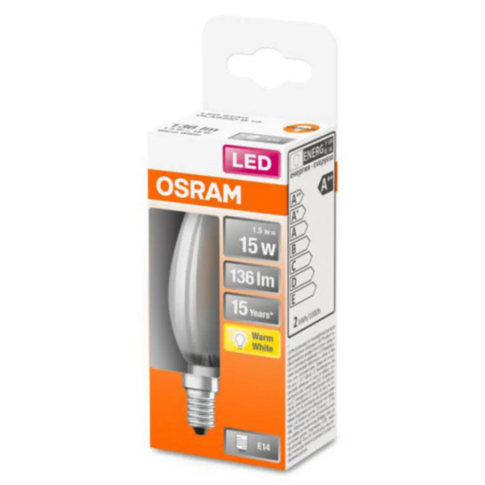 OSRAM Classic B LED-pære E14 1,5W 2 700 K matt| E14 Pærer