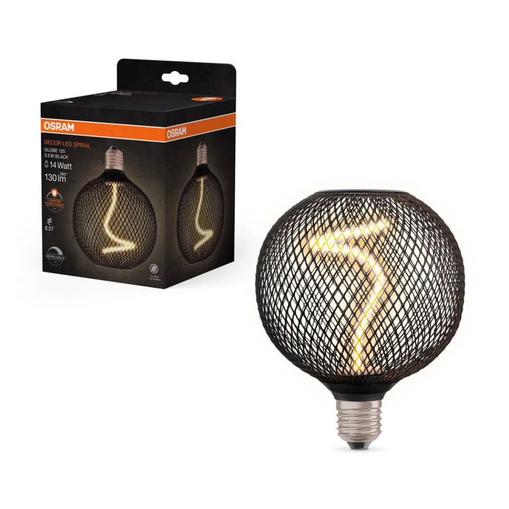 OSRAM Decor LED Spiral Filament Globe E27 3,5W svart 818 New