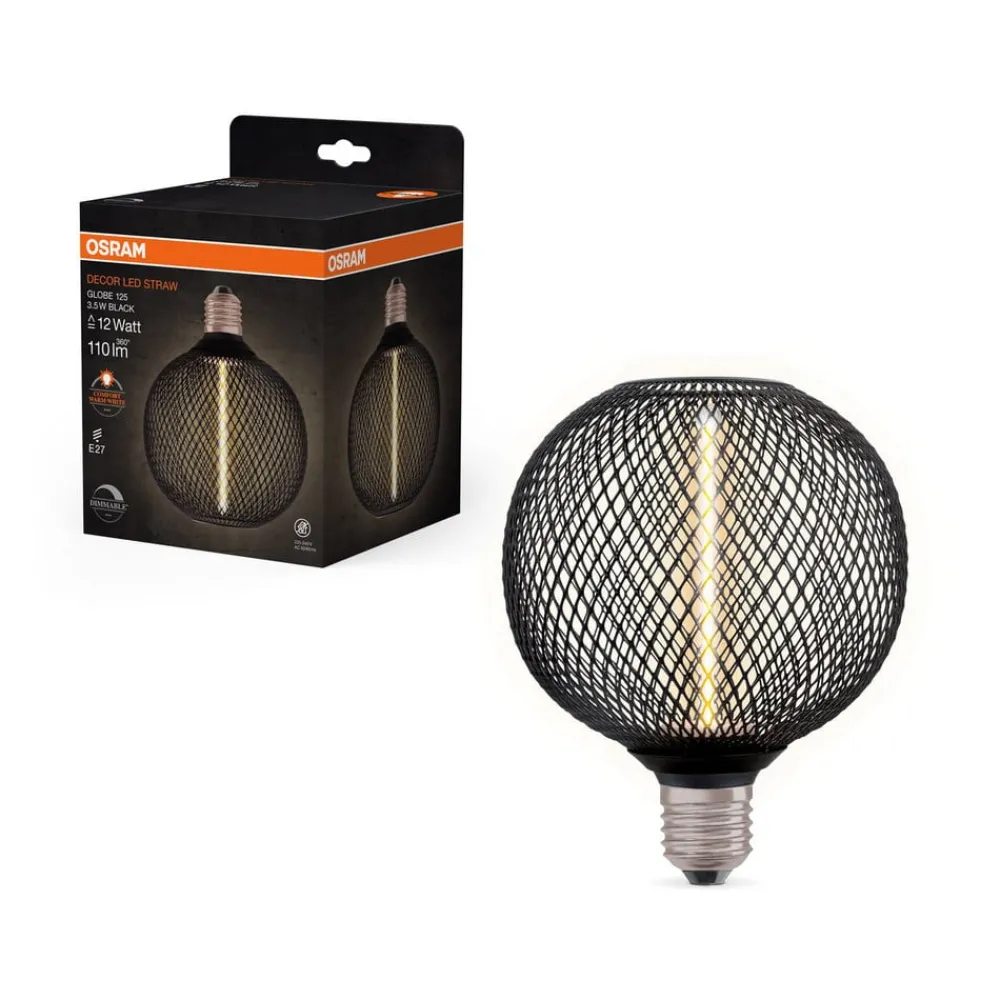 OSRAM Decor LED Straw Filament Globe E27 3,5W svart 1800K| E27 Pærer