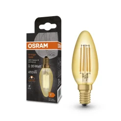 OSRAM filament-mignonpære Vintage 1906, E14 Filament 4W 824 gull