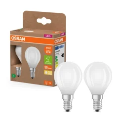 OSRAM LED dråpe matt E14 2,2W 2700K 470lm 2-pk Outlet