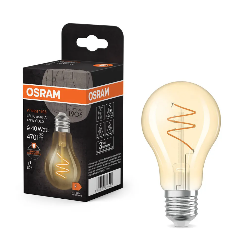 OSRAM LED Vintage E27 4,9W 2 700K Spiral Filament gull Best