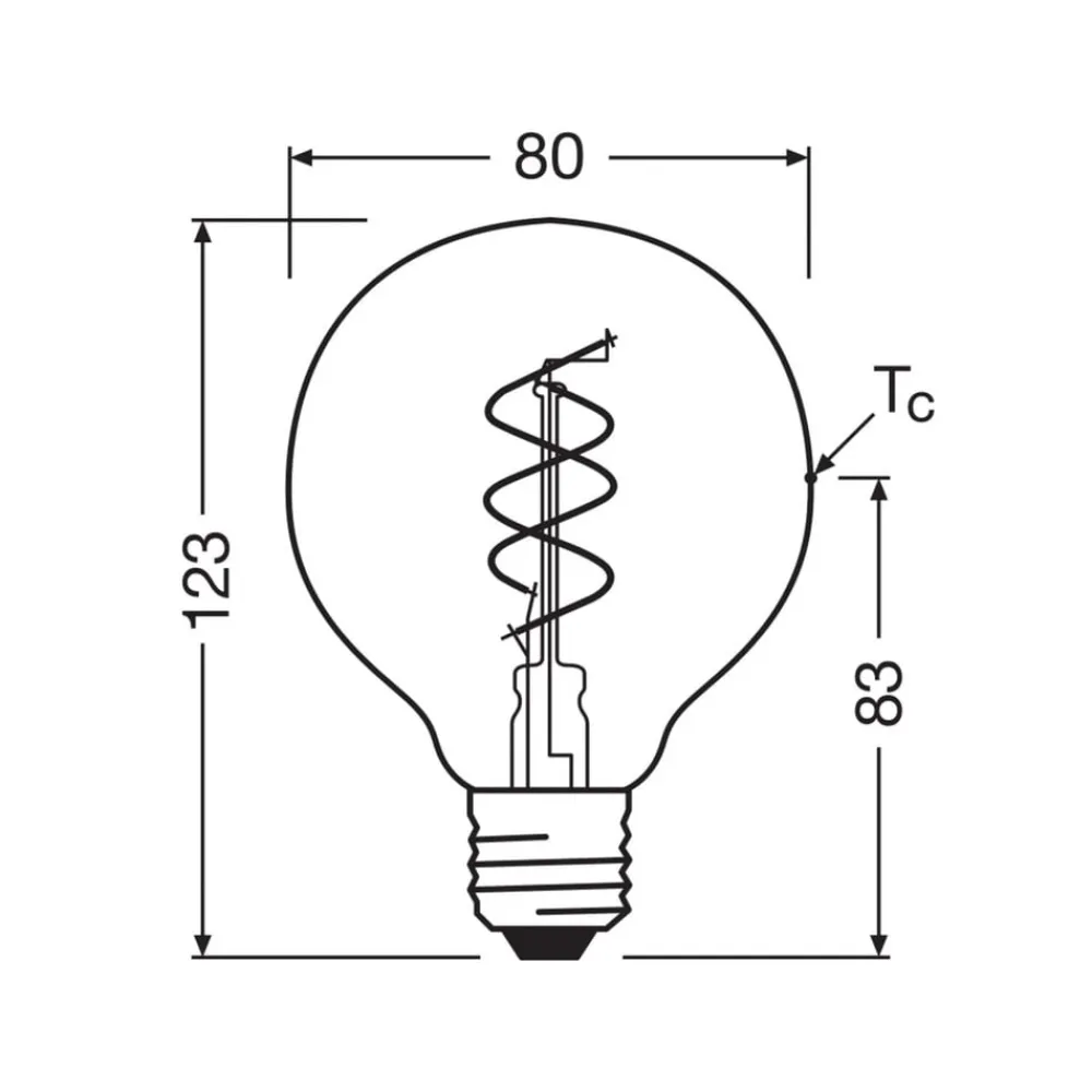 OSRAM LED Vintage G80 E27 4,9W 922 Spiral Filament gull dimbar| E27 Pærer