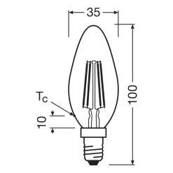 OSRAM LED-filamentpære E14 1,2W 4000K 255lm New