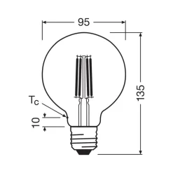 OSRAM LED-filamentpære Globe G95 E27 5W Filament 4,000K| E27 Pærer|Filament Pærer