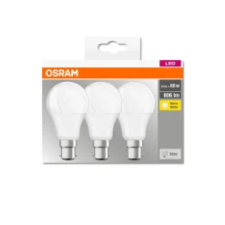 OSRAM LED-pære Classic B22d 8,5W 2 700 K 806lm 3er Discount