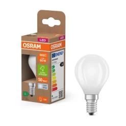 OSRAM LED-pære dråpe matt E14 3,8W 4000K 806lm| E14 Pærer|Led-Pærer