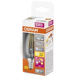 OSRAM LED-pære E14 4W GLOWdim klar| E14 Pærer|Dimbar Led-Pære
