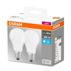 OSRAM LED-pære E27 8W 4000K, sett med 2 stk| E27 Pærer