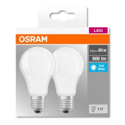 OSRAM LED-pære E27 8W 4000K, sett med 2 stk| E27 Pærer