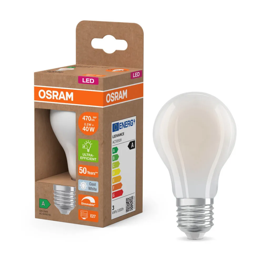 OSRAM LED-pære matt E27 2,2W 4000K 470lm dimbar Online