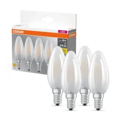 OSRAM LED-pære stearinlys matt E14 4W 827 4-pakning| E14 Pærer