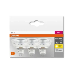 OSRAM LED-reflektor GU5.3 sett med 3 stk., 6,5 W, 12 V, 2700 K, 36°| Gu5.3 / Mr16 Pærer|Led-Pærer