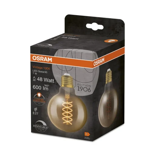 OSRAM Vintage 1906 LED-globe G95 E27 7W gull dim| E27 Pærer|Dimbar Led-Pære