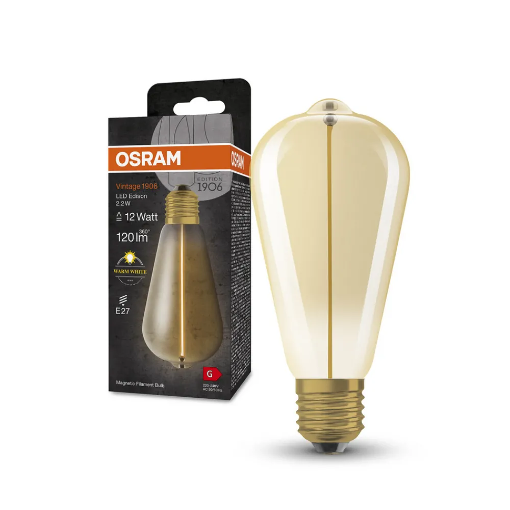 OSRAM Vintage 1906 LED-rustikk E27 2,2W 827 gull Outlet
