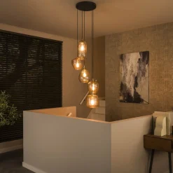 Zijlstra Patch hengelampe, klar, Ø 40 cm, glass, 5 lyskilder